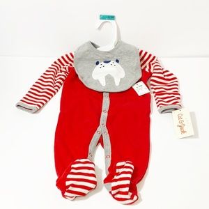 Cat & jack 2 piece onesie and bib set size 0-3